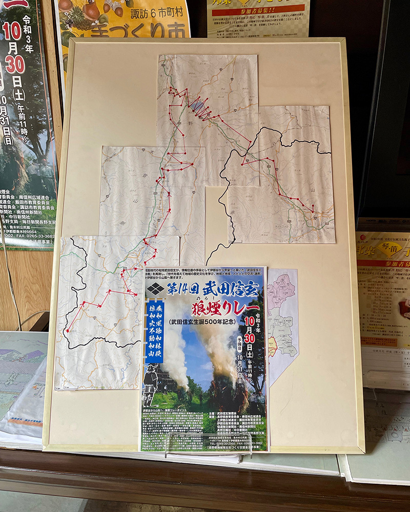 狼煙リレーの連絡図の写真