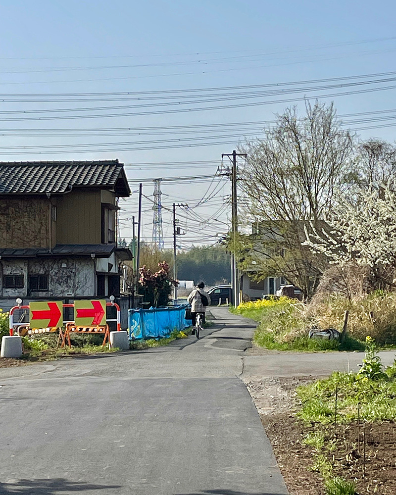 細々と街道が続いていく写真