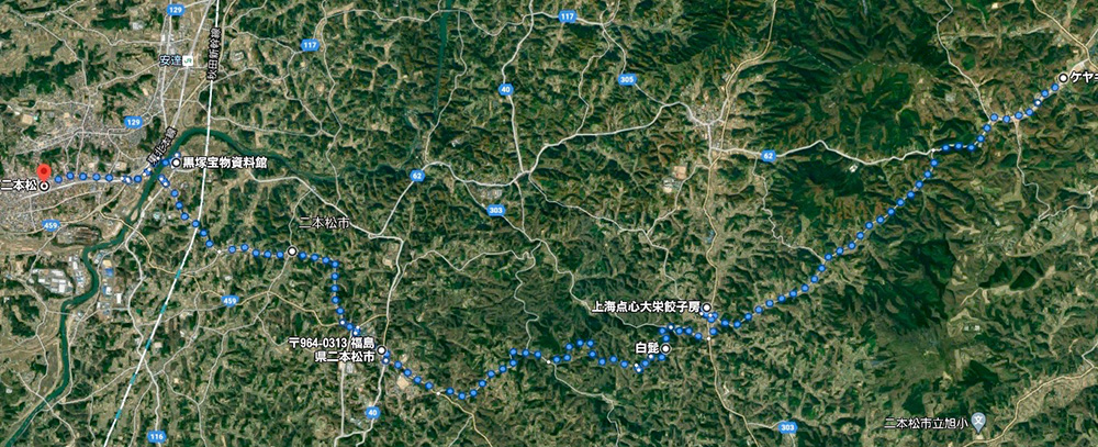 相馬街道ルートマップ(今回区間)の写真